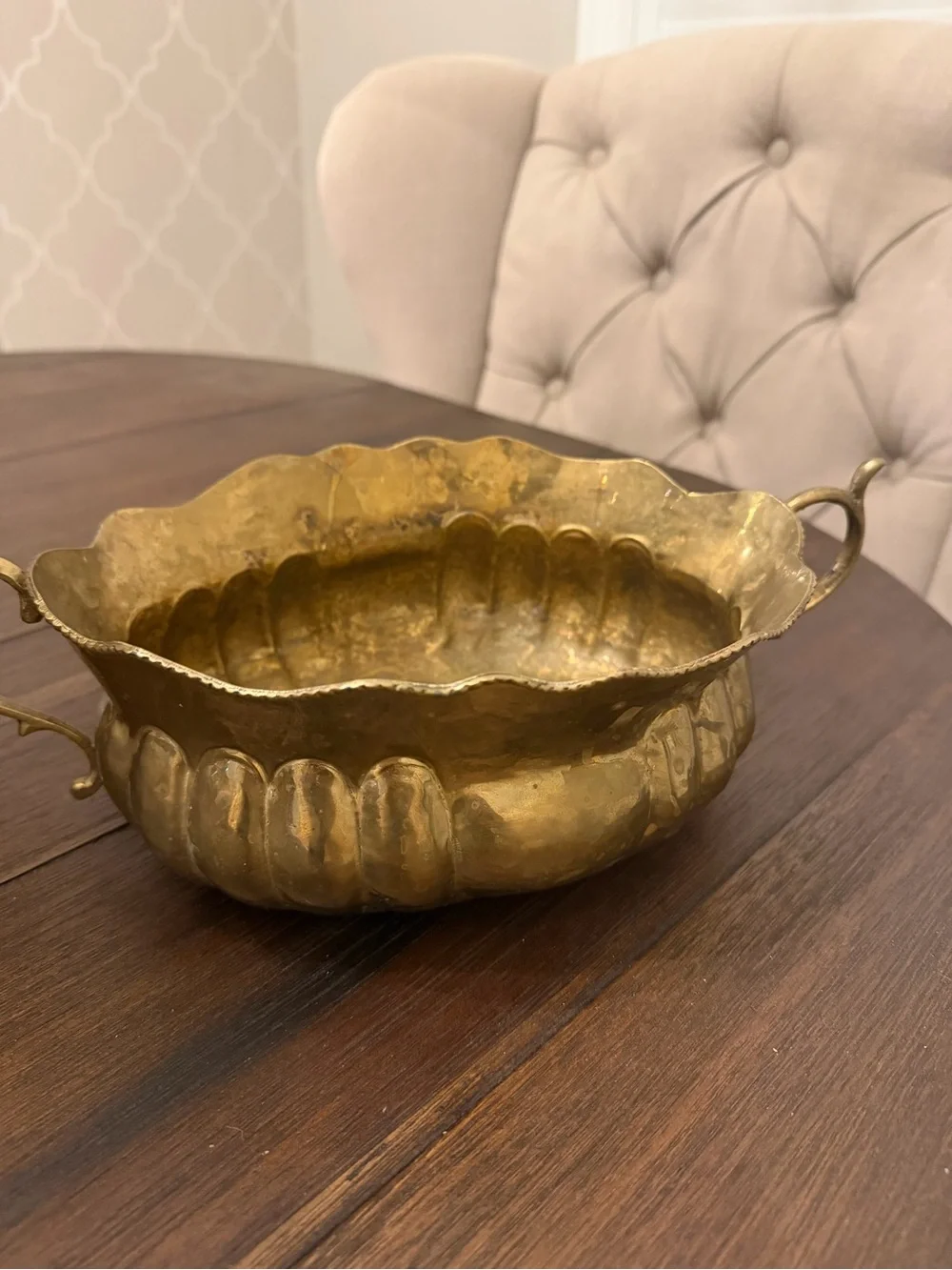 Brass Decorative Bowl with Handles Gold